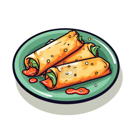 Illustration for A plate with some food on it - Royalty Free Image