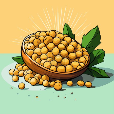 Illustration for A wooden bowl filled with lots of nuts - Royalty Free Image