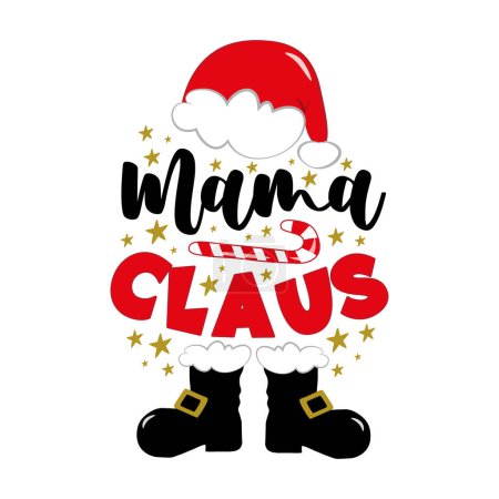 Téléchargez les illustrations : Maman Claus - drôle de décoction avec le chapeau du Père Noël, canne à bonbons et bottes. - en licence libre de droit