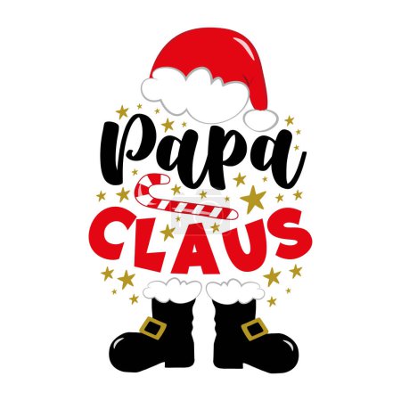 Téléchargez les illustrations : Papa Claus - drôle de décoction avec le chapeau du Père Noël, canne à bonbons et bottes - en licence libre de droit