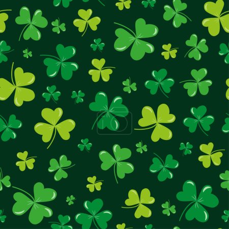 Téléchargez les illustrations : Clover leaf seamless pattern for St. Patrick's Day. Good for wrapping paper, wall paper, backgound and decoration. - en licence libre de droit