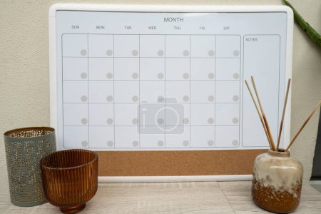 Photo for Monthly PLANNER. Empty Magnetic board with the days of the month. Place to enter important matters schedule. Concept for business planning. Whiteboard Planner magnetic monthly template. Interior of - Royalty Free Image