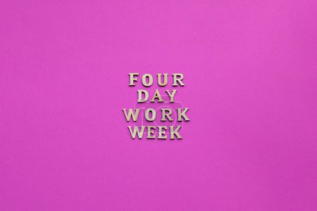 Photo for 4 day work week symbol wooden letters four day working week concept. Modern approach doing business short workweek. Effectiveness of employees. Productivity and efficiency days off - Royalty Free Image