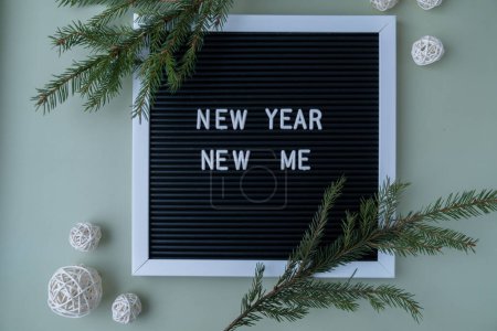 Photo for Motivational saying NEW YEAR NEW ME. Goals setting concept. Strategy for self development improvement. Inspirational Planning better healthier life. Visual motivation - Royalty Free Image