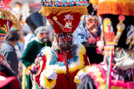 Photo for Chinelo dancing in a carnival, in the State of Mexico - Mexican Traditions - Royalty Free Image