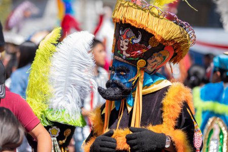 Photo for Chinelos bailando en un carnaval de Mexico - Royalty Free Image