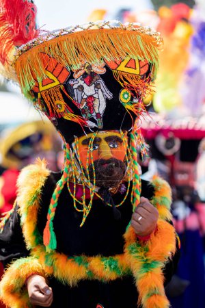 Photo for A cheerful dancing chinelo in a carnival in the State of Mexico - Royalty Free Image