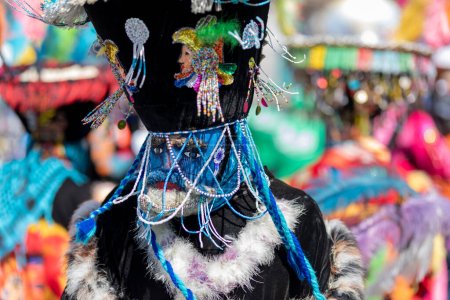 Photo for A slipper with a blue mask. dancing in a carnival in the State of Mexico - Royalty Free Image