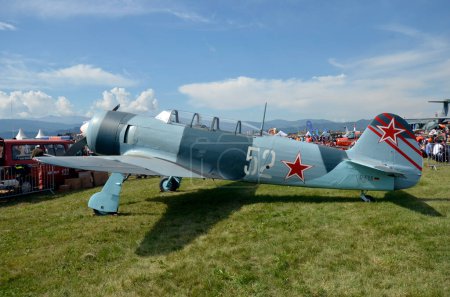 Photo for Zeltweg, Austria - September 03, 2022: Public airshow in Styria named Airpower 22,  Yakovlev Yak-11 - Russian two-seat radial-engine trainer - Royalty Free Image