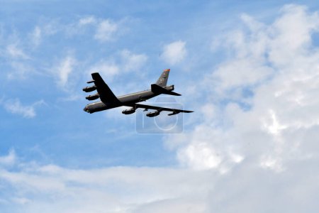Photo for Zeltweg, Austria - September 03, 2022: Public airshow in Styria named Airpower 22, overflight of a B-52 Stratofortress bomber - Royalty Free Image