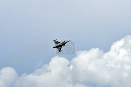 Photo for Zeltweg, Austria - September 03, 2022: Public airshow in Styria named Airpower 22, flight demonstration of a Saab JAS-39 Gripen of the Swedish Air Force - Royalty Free Image