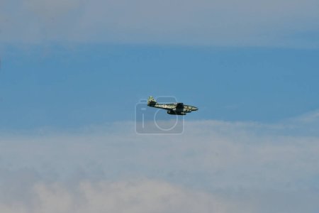 Photo for Zeltweg, Austria - September 03, 2022: Public airshow in Styria named Airpower 22, Historical Messerschmitt ME-262, the first operational jet fighter of the German Luftwaffe in World War II - Royalty Free Image