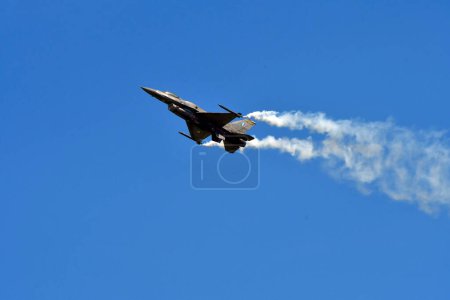 Photo for Zeltweg, Austria - September 03, 2022: Public airshow in Styria named Airpower 22, flight display with General Dynamics / Lockheed Martin F-16 Fighting Falcon - Royalty Free Image
