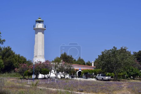 Photo for Greece,  Halkidiki, lighthouse at Possidi cape a prefered destination on Kassandra Peninsula - Royalty Free Image