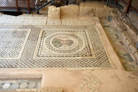Photo for Episkopi,Cyprus - September 30, 2023:  ancient mosaics and excavations in Kourion archaeological park, situated on Akrotiri peninsula - a part of the British Overseas Territory of Akrotiri - Royalty Free Image