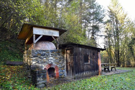 Austria, old lime kiln with adjacent charcoal burner hut in the Geschreibenstein nature park in southern Burgenland