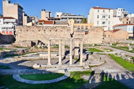 Grèce, ruines de l'édifice paléochrétien Quatrefoil - Basilique de Megale Panagia à Athènes