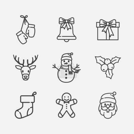 Foto de Conjunto de iconos de Navidad. Paquete de elementos de diseño de Navidad. Elemento de diseño navideño y navideño. Ilustración vectorial - Imagen libre de derechos