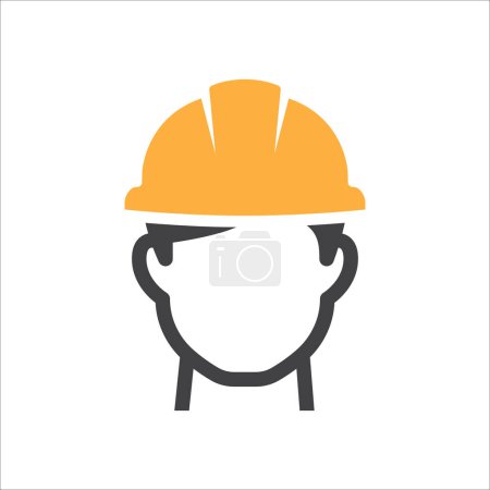 Téléchargez les illustrations : Construction worker icon. Safety man icon. Safety helmet icon. Vector illustration - en licence libre de droit