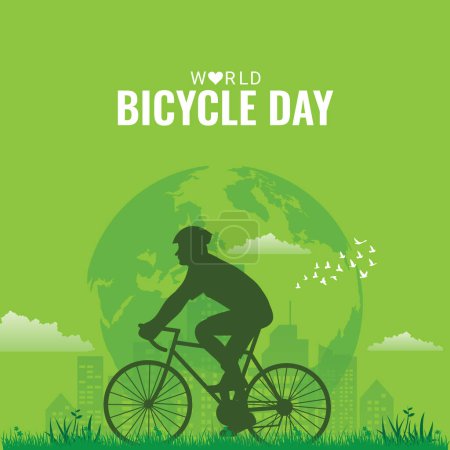 World Bicycle Day creative unique green natural environmental eco friendly concept idea design. Go green and save the environment. Riding cycle Green eco-friendly world. Green Energy, Save the Earth