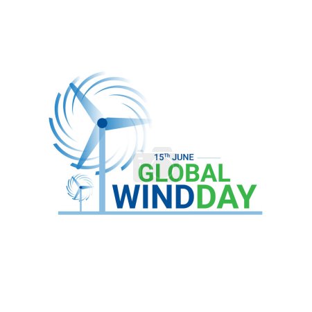 Global Wind Day green natural creative ad design. earth globe and wind, ESG and Clean Energy Concept, Concept of sustainable ecological future and alternative energy of an eco friendly planet.
