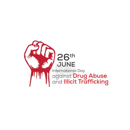 26 juin Journée internationale contre l'abus de drogues typographie lettrage sur fond noir. Vecteur anti-Journée mondiale