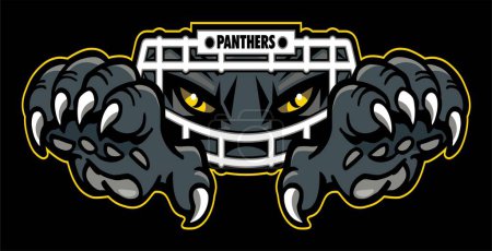 Illustration for Panthers mascot wearing football facemask and claws for school, college or league sports - Royalty Free Image