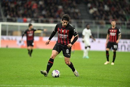 Photo for Sandro Tonali of Ac Milan during the Italian Serie A tootball match between AC Milan and AC Spezia serie A match on November 05, 2022 at Giuseppe Meazza _ San Siro Siro stadium in Milan, Italy. Credit: Tiziano Ballabio - Credit: Tiziano Ballabio/Live - Royalty Free Image