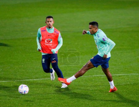 Photo for Alex Sandro of Brazil during Brazil National football team traning, before the finale stage of the World Cup 2022 in Qatar, at Juventus Training Center, 16 November 2022, Turin, Italy. Photo Nderim Kaceli - Credit: Nderim Kaceli/LiveMedi - Royalty Free Image