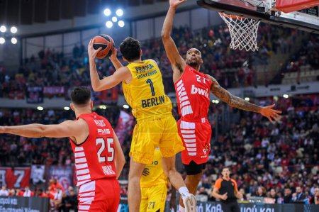 Photo for #1 GABRIELE PROCIDA of Alba Berlin during the Euroleague, Round 9 match between Olympiacos Piraeus and Alba Berlin at Peace And Friendship Stadium on November 24, 2022 in Piraeus, Greece. - Credit: Stefanos Kyriazis/LiveMedi - Royalty Free Image