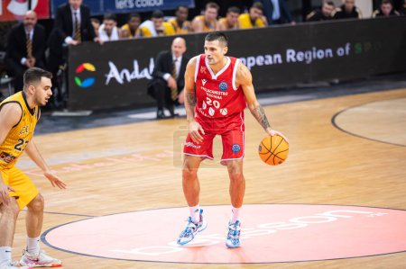 Photo for #20 ANDREA CINCIARINI of UNAHOTELS Reggio Emilia during the Basketball Champions League, Gameday 5, match between AEK Athens BC and UNAHOTELS Reggio Emilia at Ano Liossia Olympic Hall on December 7, 2022 in Athens, Greece. - Credit: Stefanos Kyriazis - Royalty Free Image