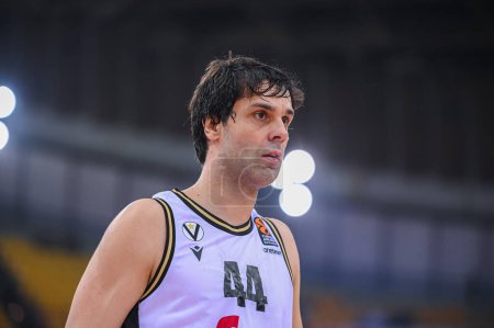 Photo for #44 MILOS TEODOSIC of Virtus Segafredo Bologna during the Euroleague, Round 12, match between Olympiacos Piraeus and Virtus Segafredo Bologna at Peace And Friendship Stadium on December 9, 2022 in Athens, Greece. - Credit: Stefanos Kyriazis/LiveMedi - Royalty Free Image