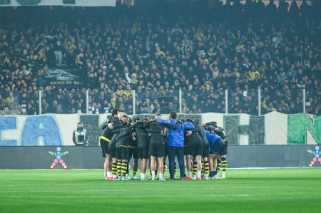 Photo for Aek FC during the Greek Super League, Matchday 17, match between Aek FC and Panathinaikos FC at Opap Arena Stadium on January 8, 2023 in Athens, Greece. - Credit: Stefanos Kyriazis/LiveMedi - Royalty Free Image