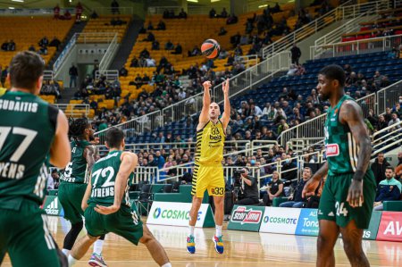 Photo for 33 NICK CALATHES of Fenerbahce Beko Istanbul during the Euroleague, Round 18, match between Panathinaikos BC and Fenerbahce Beko Istanbul at Oaka Altion on January 10, 2023 in Athens, Greece. - Credit: Stefanos Kyriazis/LiveMedi - Royalty Free Image