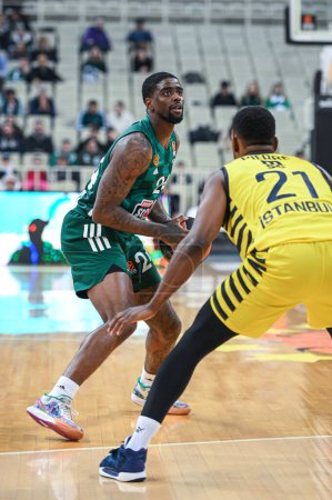 Photo for 24 DWAYNE BACON of Panathinaikos BC during the Euroleague, Round 18, match between Panathinaikos BC and Fenerbahce Beko Istanbul at Oaka Altion on January 10, 2023 in Athens, Greece. - Credit: Stefanos Kyriazis/LiveMedi - Royalty Free Image