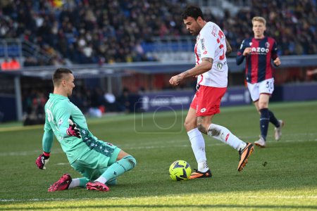 Photo for Andrea Petagna (Monza) in action during italian soccer Serie A match Bologna FC vs AC Monza at the Renato Dall'Ara stadium in Bologna, Italy, February 12, 2023 - Credit: Gianluca Ricc - Royalty Free Image