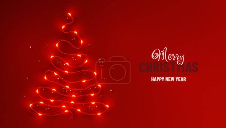 Christmas tree made of garlands. New Year and Christmas background. Vector illustration