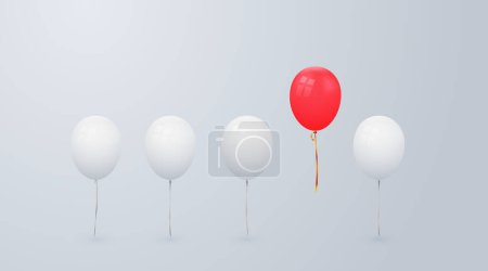 Illustration for Unique red balloon between the others background. Leadership, innovation, great idea and individuality concepts. Vector illustration - Royalty Free Image