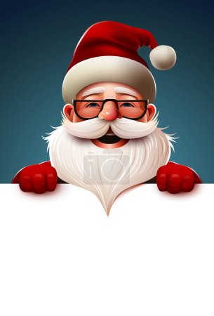 Illustration for Santa claus character vector christmas greeting template. Christmas santa claus holding greeting board with space for messages. Vector illustration. - Royalty Free Image