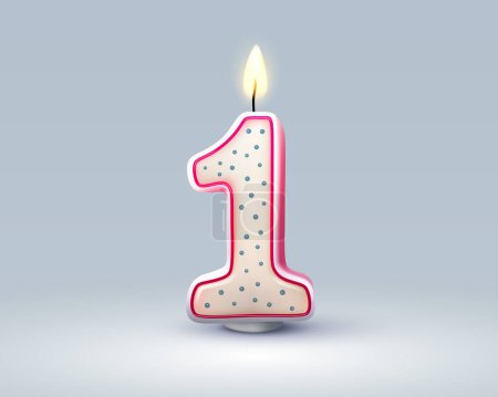 Illustration for Happy Birthday years anniversary of the person birthday, Candle in the form of numbers one of the year. Vector illustration - Royalty Free Image