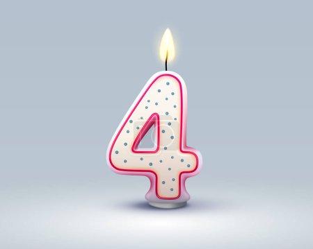 Illustration for Happy Birthday years anniversary of the person birthday, Candle in the form of numbers four of the year. Vector illustration - Royalty Free Image