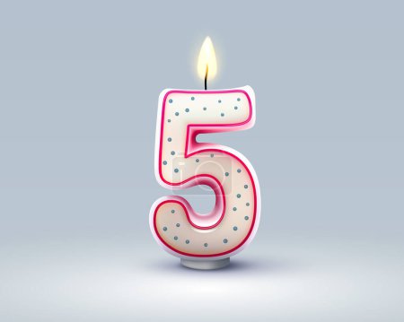 Illustration for Happy Birthday years anniversary of the person birthday, Candle in the form of numbers five of the year. Vector illustration - Royalty Free Image