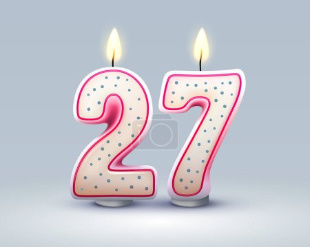 Illustration for Happy Birthday years. 27 anniversary of the birthday, Candle in the form of numbers. Vector illustration - Royalty Free Image