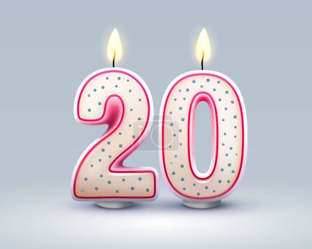 Illustration for Happy Birthday years. 20 anniversary of the birthday, Candle in the form of numbers. Vector illustration - Royalty Free Image