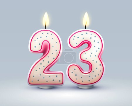 Ilustración de Feliz cumpleaños años. 23 aniversario del cumpleaños, Vela en forma de números. Ilustración vectorial - Imagen libre de derechos