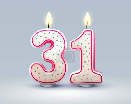 Ilustración de Feliz cumpleaños años. 31 aniversario del cumpleaños, Vela en forma de números. Ilustración vectorial - Imagen libre de derechos