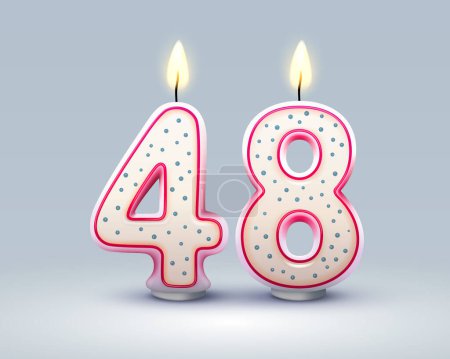 Ilustración de Feliz cumpleaños años. 48 aniversario del cumpleaños, Vela en forma de números. Ilustración vectorial - Imagen libre de derechos