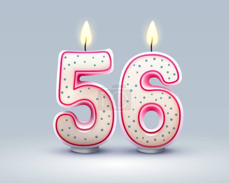Illustration for Happy Birthday years. 56 anniversary of the birthday, Candle in the form of numbers. Vector illustration - Royalty Free Image