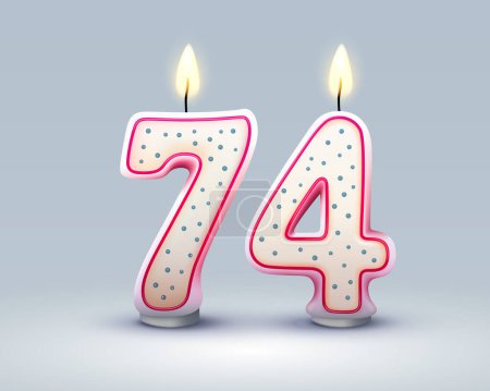 Téléchargez les illustrations : Happy Birthday years. 74 anniversary of the birthday, Candle in the form of numbers. Vector illustration - en licence libre de droit