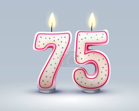 Téléchargez les illustrations : Happy Birthday years. 75 anniversary of the birthday, Candle in the form of numbers. Vector illustration - en licence libre de droit